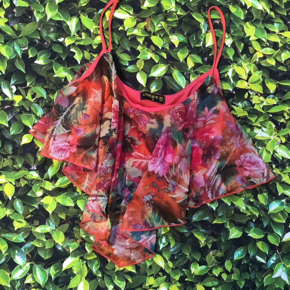 Used once - Floral flowy crop top -